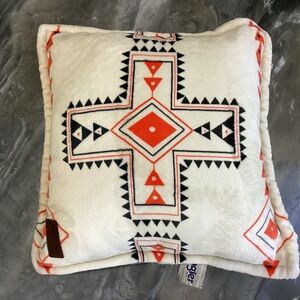 Wrangler White Throw Pillow with Orange & Black Geometric Accents